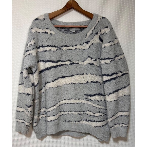 Barefoot Dreams Size 1X Sweater CozyChic Seaside Crew Neck Pullover Ocean Zebra - Picture 12 of 12